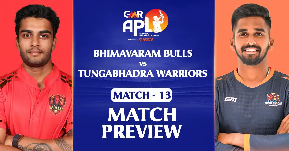 GMR APL 2025: Match 13 - Bhimavaram Bulls vs Tungabhadra Warriors Preview